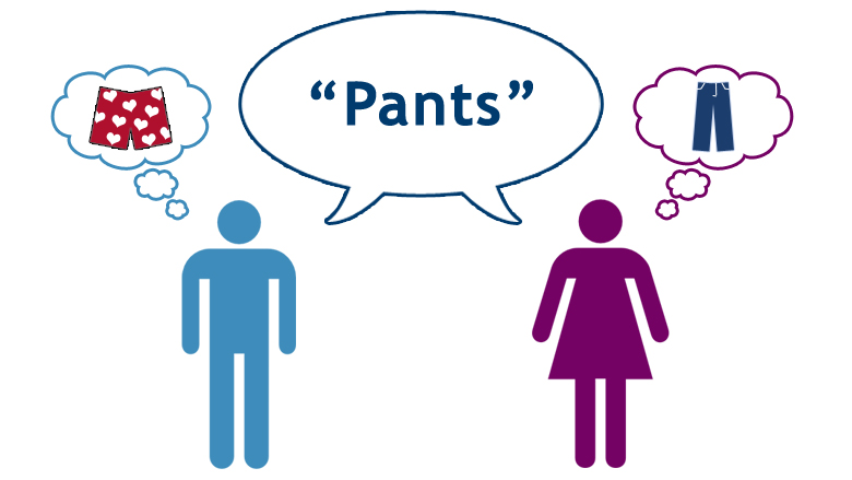 Two people think of different items when they hear the word pants